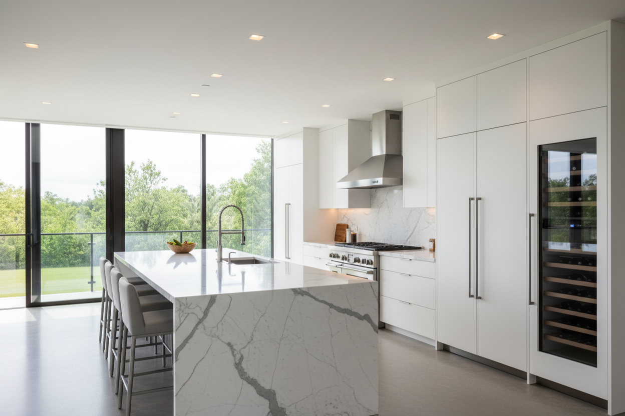 Luxury kitchen with built-in Sub-Zero style appliances